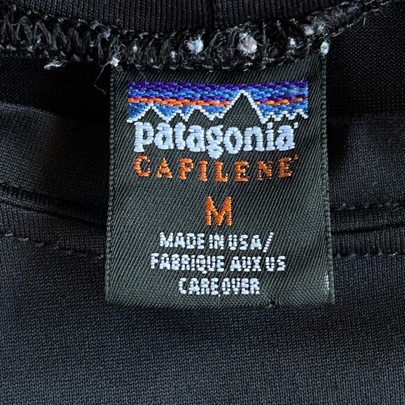 Patagonia Capilene Shirt Mens Medium Black Made USA Performance Base Layer Tee - Picture 3 of 8